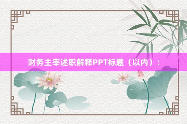 财务主宰述职解释PPT标题（以内）：